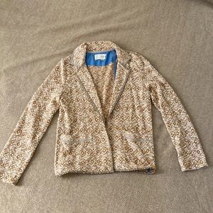 Tan and white cardigan jacket